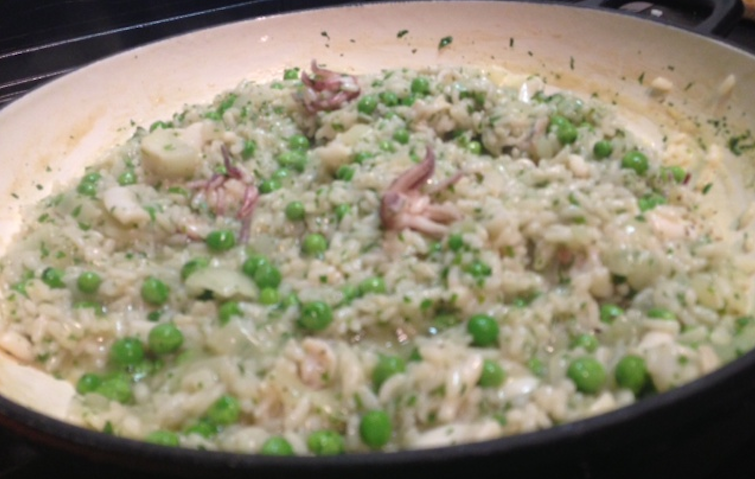 squid and pea risotto recipe